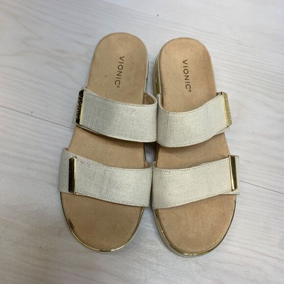 Vionic Womens Brandie Metallic Tip Slip On Sandals Size 11 Platform - Picture 5 of 10